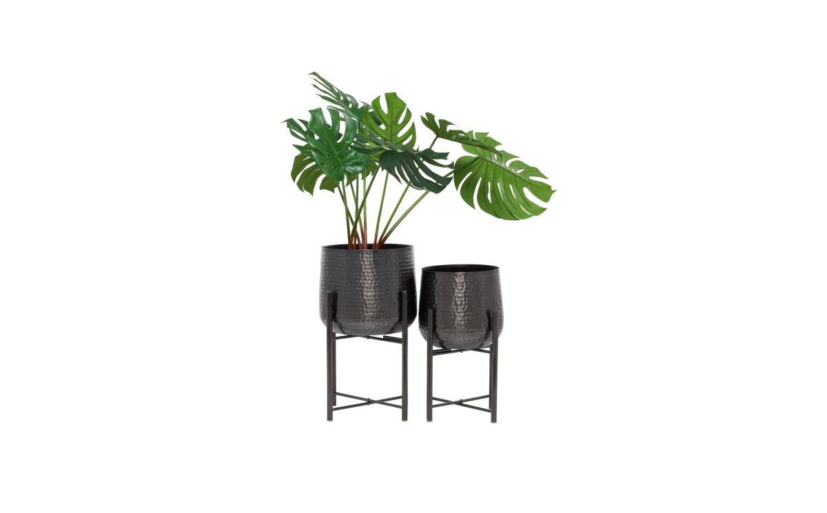 by Cosmopolitan Modern Planters with Stand, Set of 2 - Black