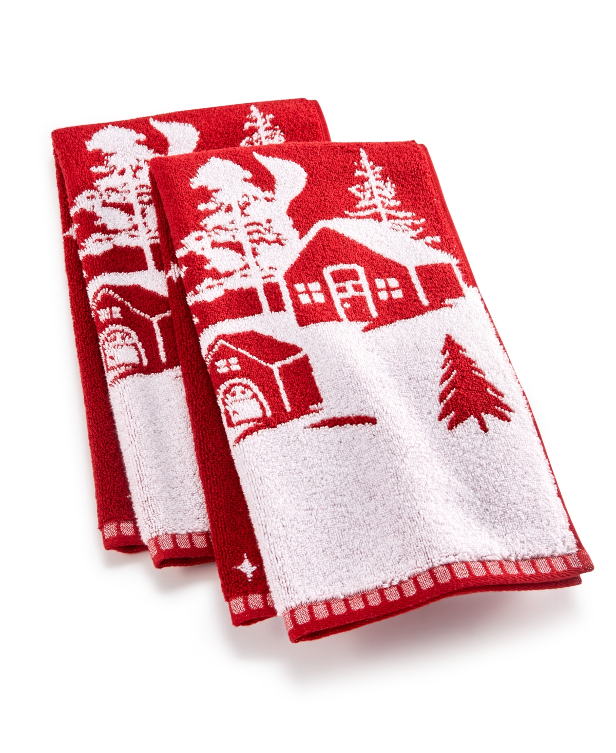 Charter Club Holiday Scene 2-Pc. Hand Towel Set, 16" x 30", Created for Macy's Bedding