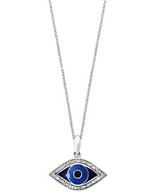 EFFY® Diamond (1/10 ct. t.w.) & Enamel Evil Eye 18" Pendant Necklace in Sterling Silver