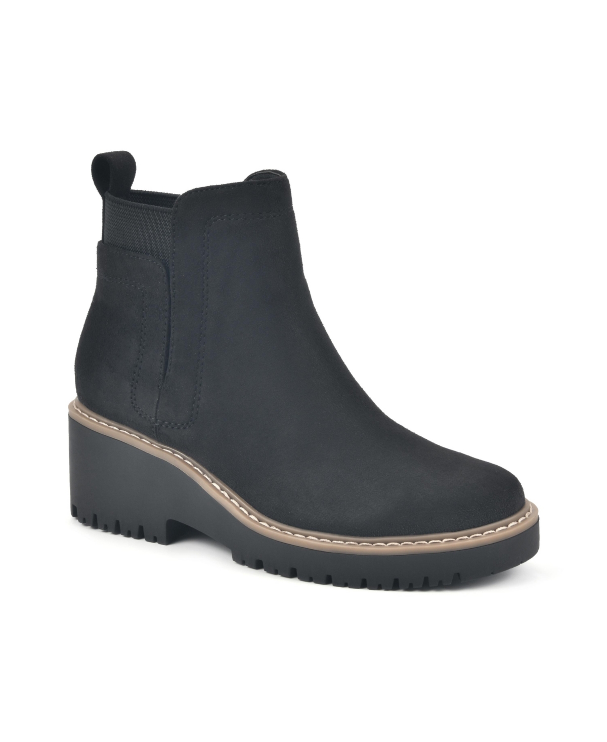 White Mountain Dear Block Heel Boot In Black,fabric