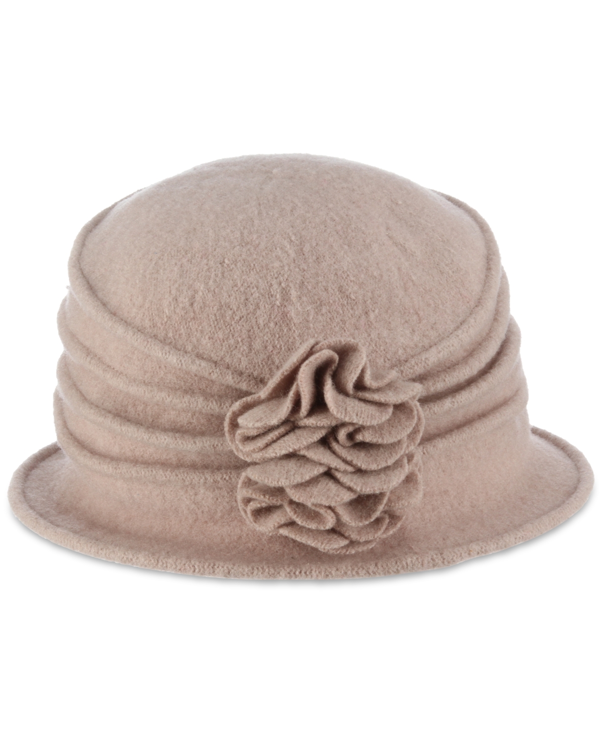 Women's Knit Wool Cloche with Flower - Charcoal