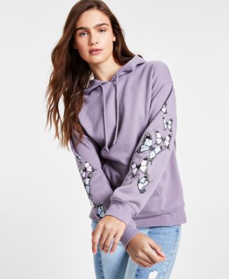 Rebellious One - Juniors' Butterfly-Print Hoodie