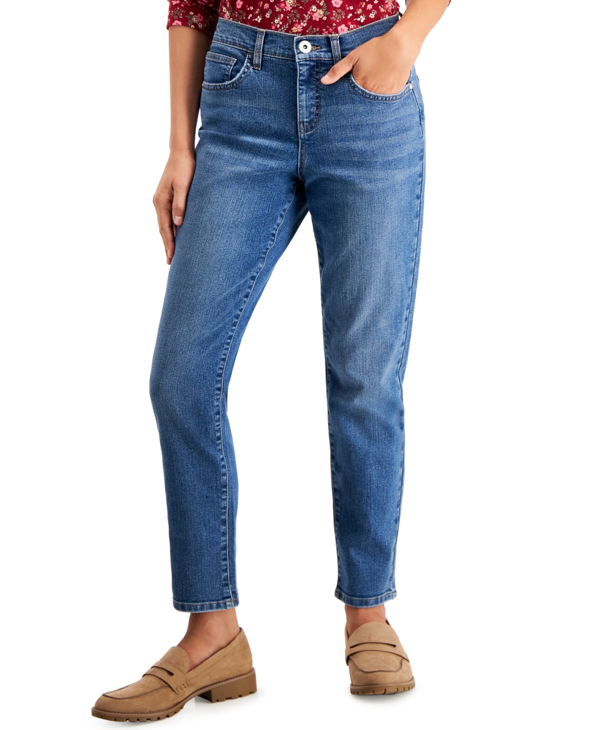 STYLE & CO PETITE MID RISE SLIM-LEG JEANS, CREATED FOR MACY'S