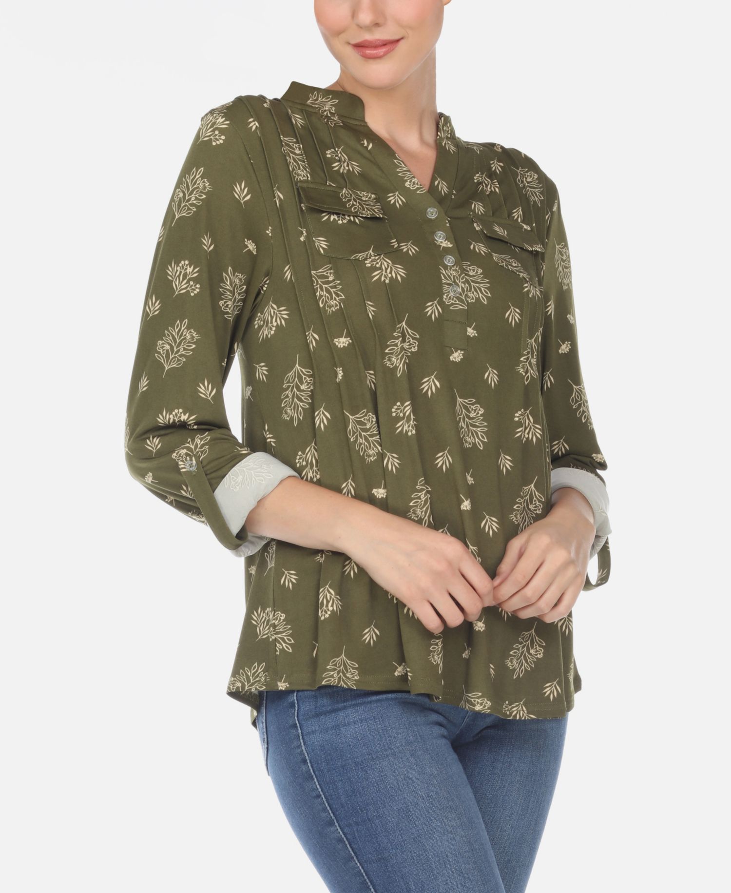 Plus Size Pleated Long Sleeve Top