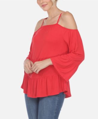 Women's Cold Shoulder Ruffle Sleeve Top