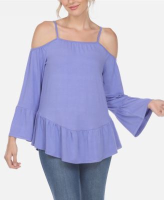 Women's Cold Shoulder Ruffle Sleeve Top