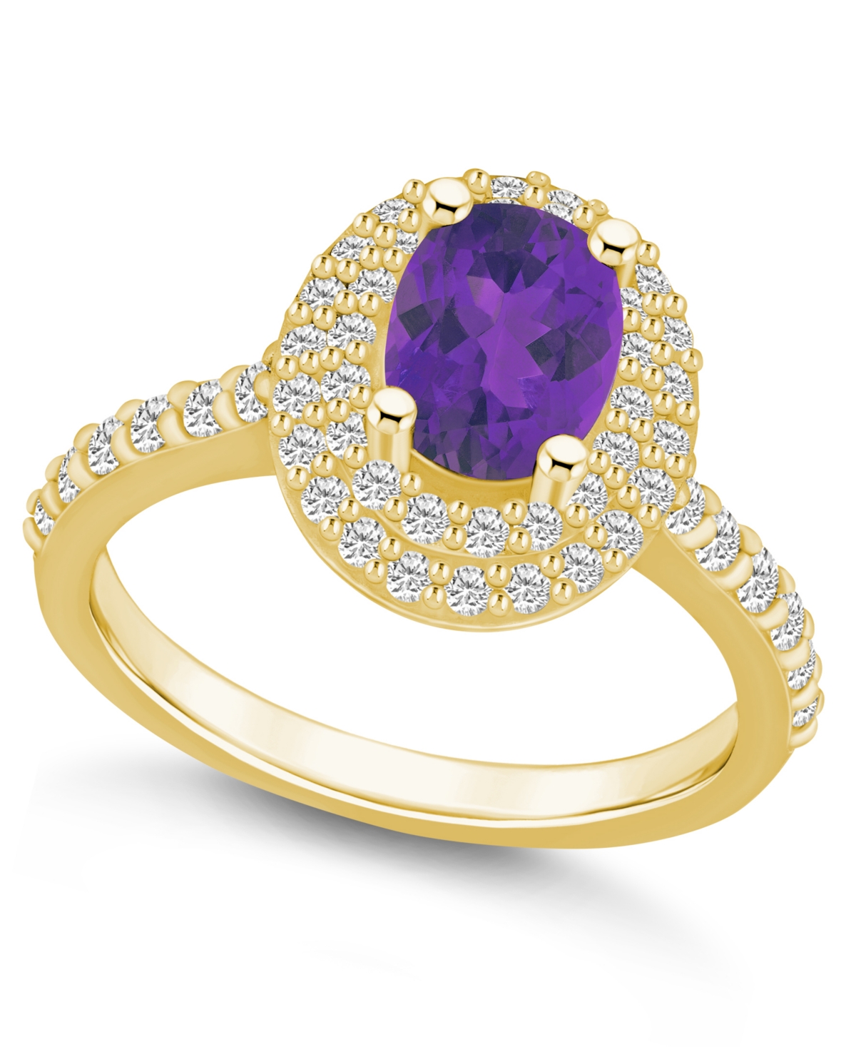 Macy's Amethyst And Certified Diamond Halo Ring In Amethyst