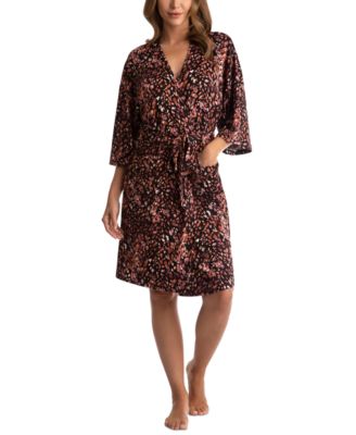 Linea Donatella - Women's Cheetah-Print Knit Wrapper Robe