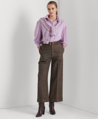 Lauren Ralph Lauren Herringbone Wide-Leg Cropped Pants - Macy's