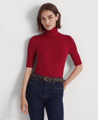 Ralph Lauren Women's Stretch Jersey Turtleneck Green Size Small