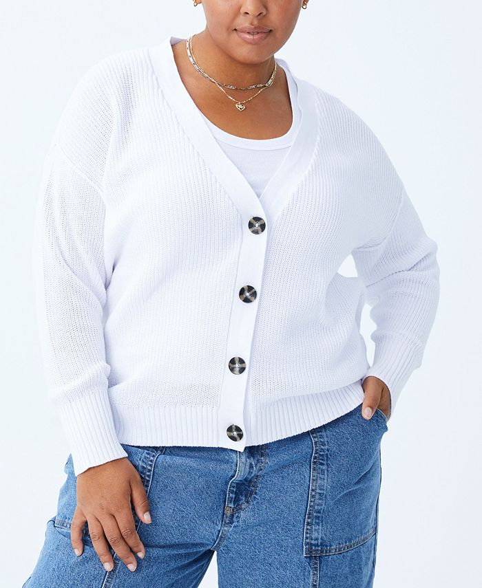 Women's plus size clearance white cardigan sweater