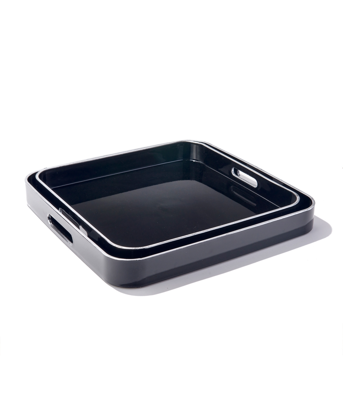 Trina Turk Square Trays With Rim, Set Of 2 In Black