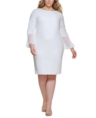 Calvin Klein Plus Size Illusion Bell-Sleeve Dress & Reviews - Dresses ...