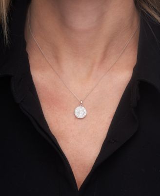 Diamond Circle Pendant Necklace (1/2 ct. t.w.) in 14k White Gold, 16" + 4" extender, Created for Macy's
