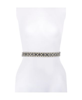 Women's Imitation Pearl Bridal Satin Bow Belt