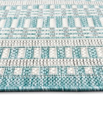 Malibu Etched Border 1'11" x 7'6" Runner Outdoor Area Rug