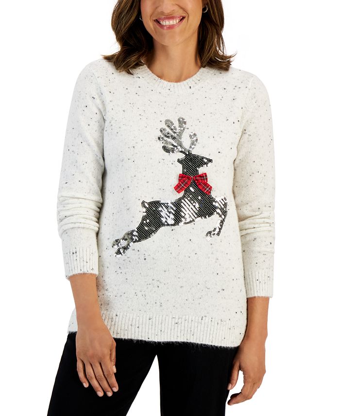 Sequin reindeer clearance sweater