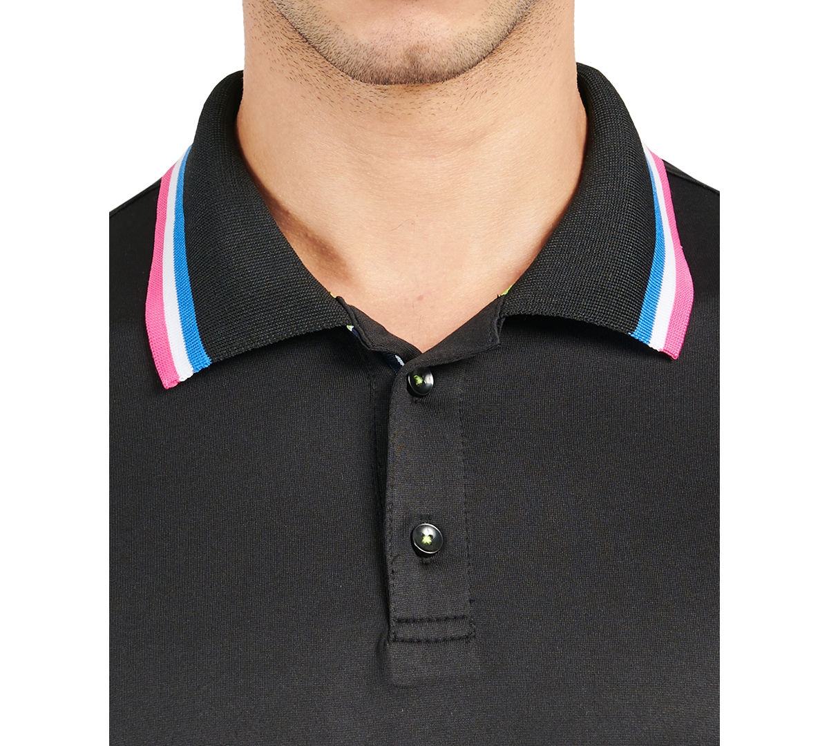 Society Of Threads Men's Slim-Fit Stretch TippedSolid Polo - Black