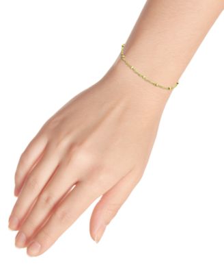 Beaded Singapore Link Chain Bracelet in 18k Gold-Plated Sterling Silver, Created for Macy's