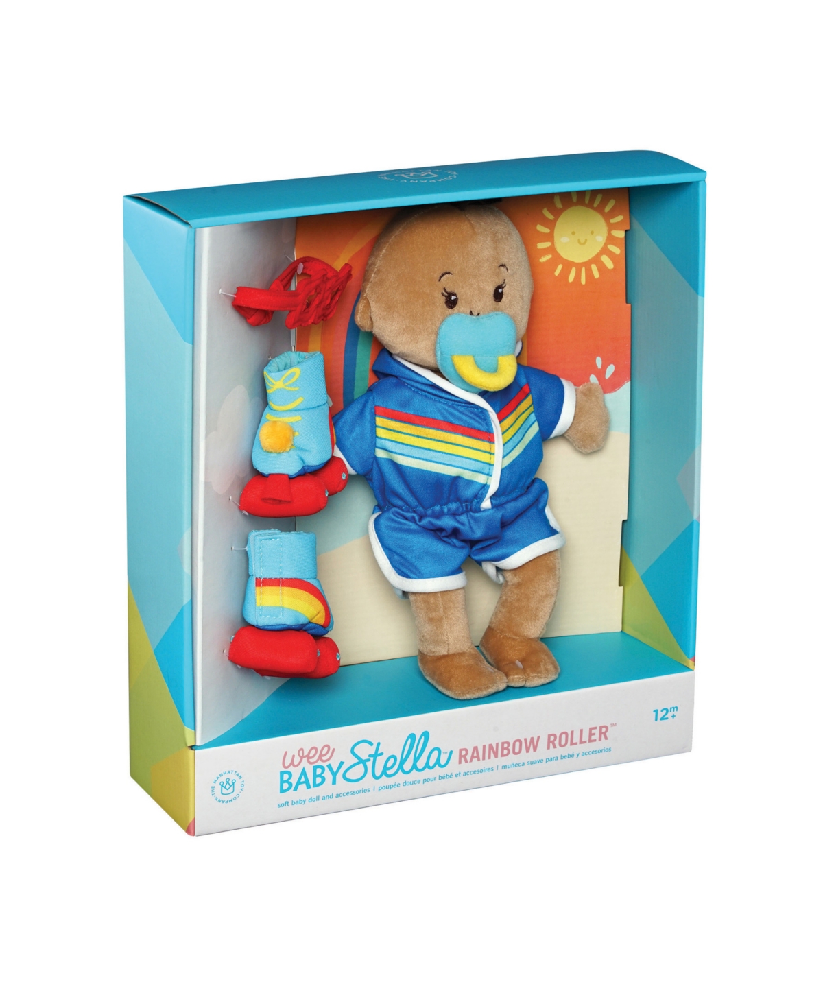 Shop Manhattan Toy Company Wee Baby Stella Rainbow Roller 12" Baby Doll Set, 4 Piece In Multicolor
