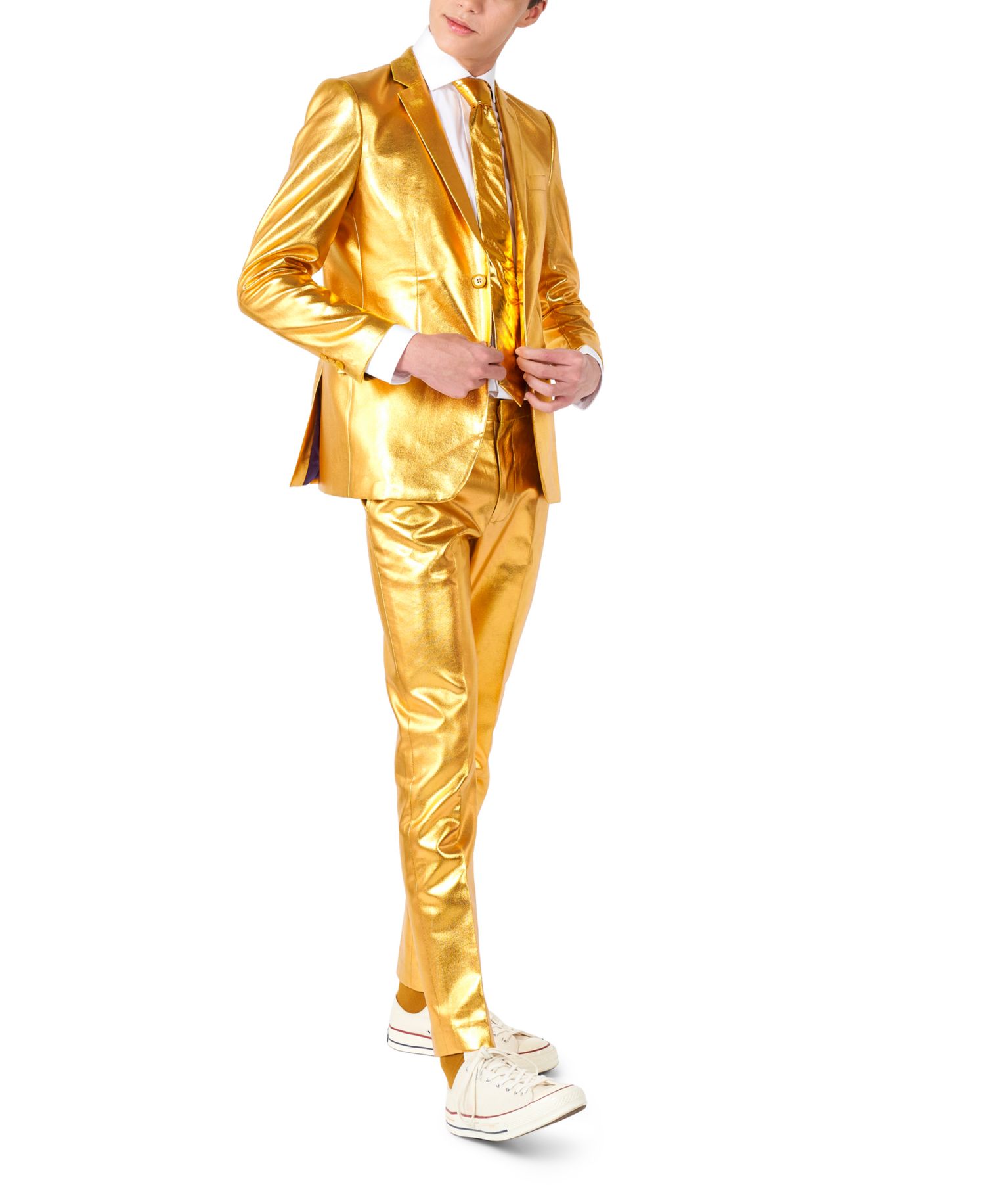 Big Boys Groovy Metallic Party Suit, 3-Piece Set Including Blazer, Pants and Clip-On-Tie