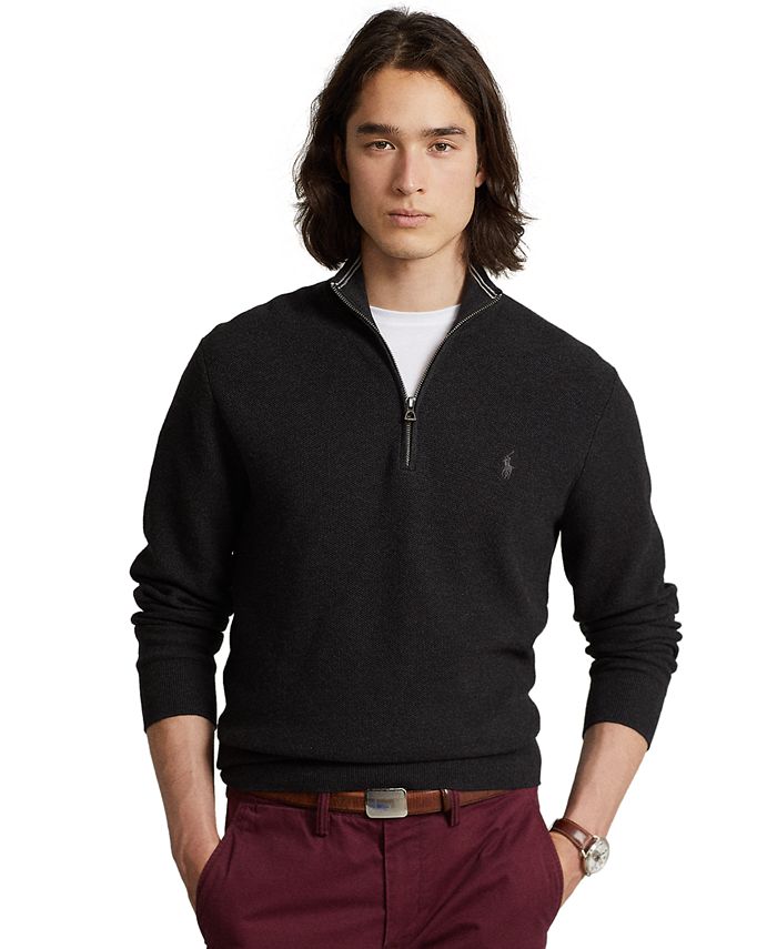 Polo Ralph Lauren Men's Mesh-Knit Cotton Quarter-Zip Sweater & Reviews -  Sweaters - Men - Macy's