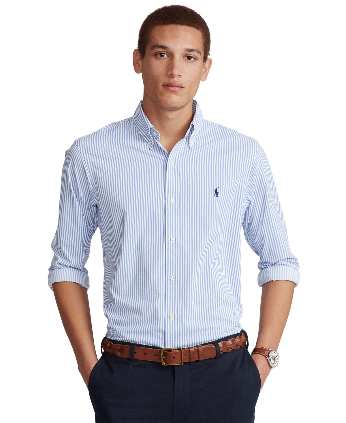 Polo Ralph Lauren Men's Classic-fit Striped Performance Shirt In Blue,white
