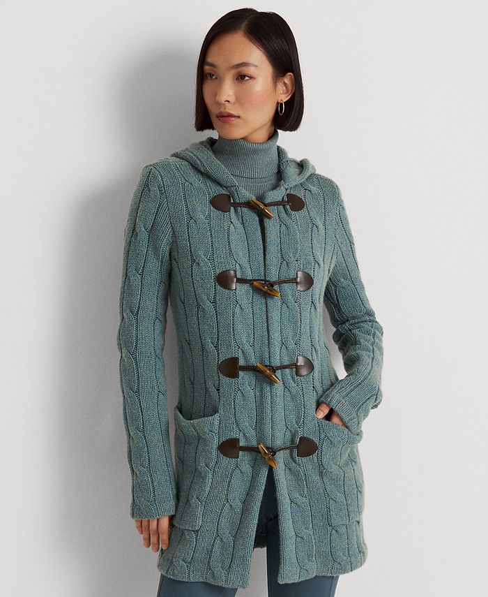 Lauren Ralph Lauren Hooded Wool-Blend Sweater Coat - Macy's