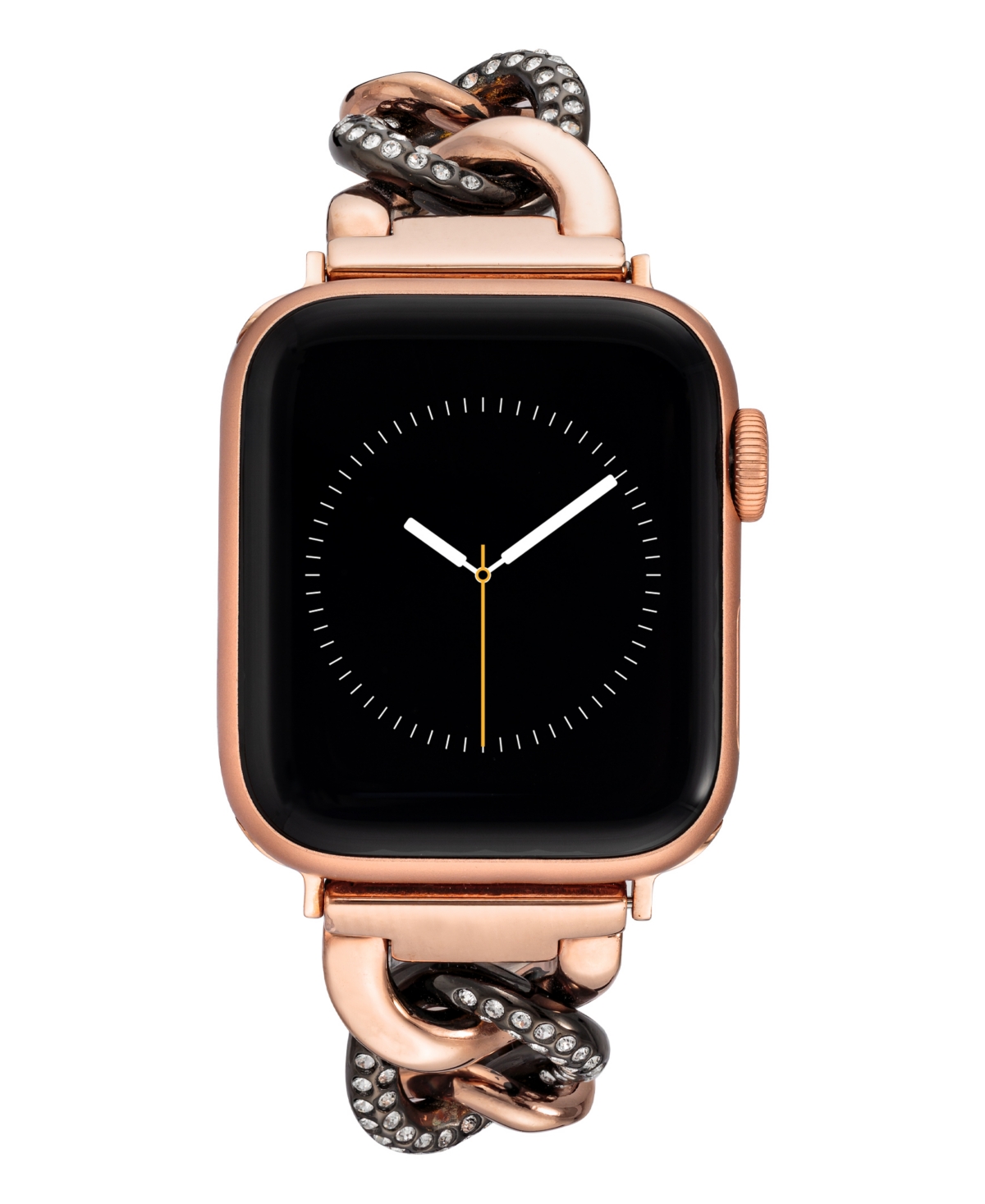 Women's Black and Rose Gold-Tone Alloy Metal Chain Link Bracelet with Premium Crystals designed for Apple Watch 42mm (Series 10) & 38/40/41