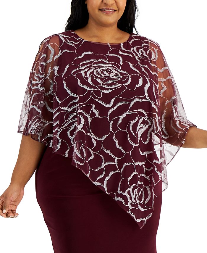 Plus Jessica Glitter Mesh Dress with L-Neckline