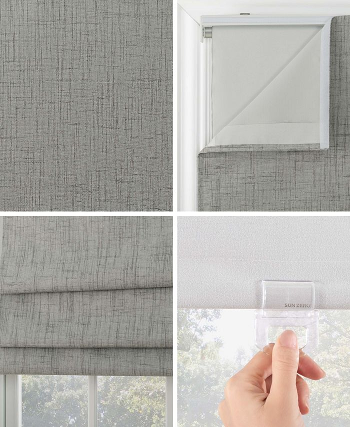 Sun Zero Somerton Textured 100 Blackout Cordless Roman Shade, 64" x 27