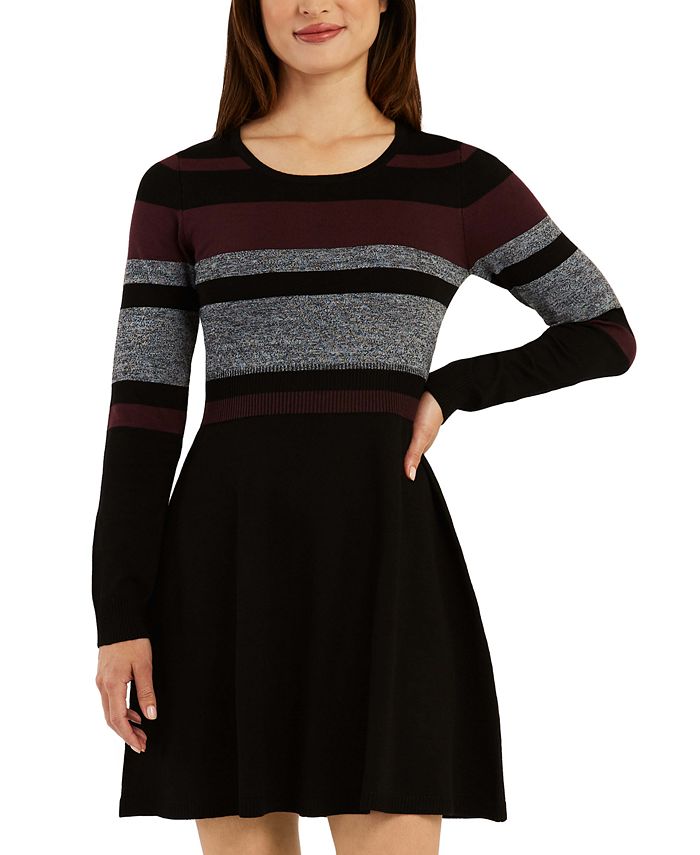 BCX Juniors' Colorblocked Fit & Flare Sweater Dress - Macy's