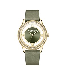 Women's Transparency Green Genuine Leather Strap Watch 36mm