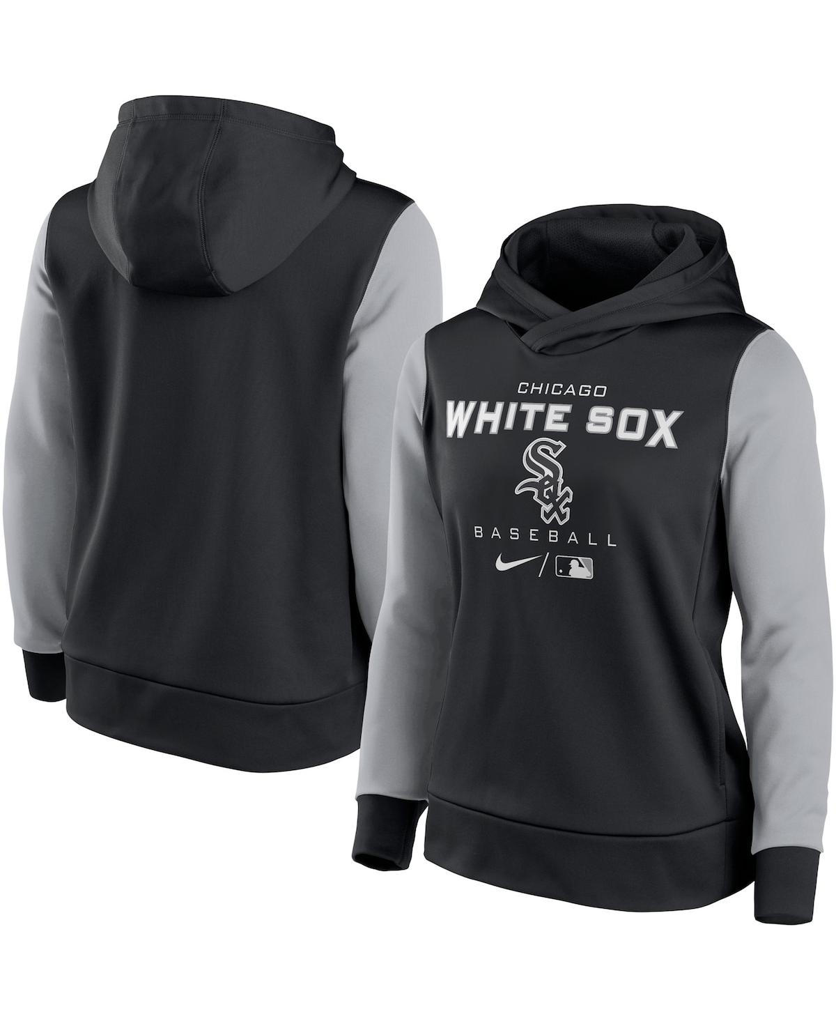 Nike Women's  Black And Gray Chicago White Sox Authentic Collection Pullover Hoodie In Black,gray
