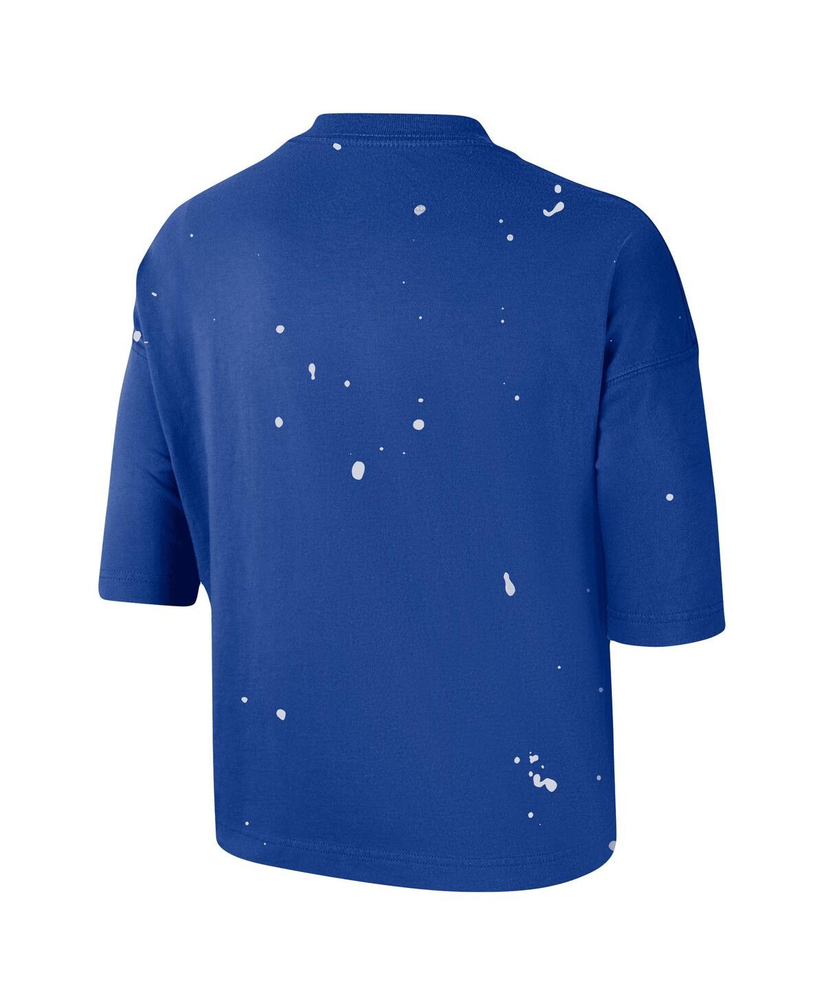 Nike Royal Philadelphia 76ers Courtside Splatter Cropped T-shirt In Royal