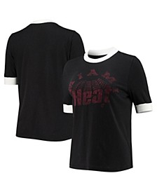 Women's Black Miami Heat Slim Ringer T-shirt