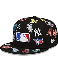 Men's Black MLB Allover Team Logo 59FIFTY Fitted Hat