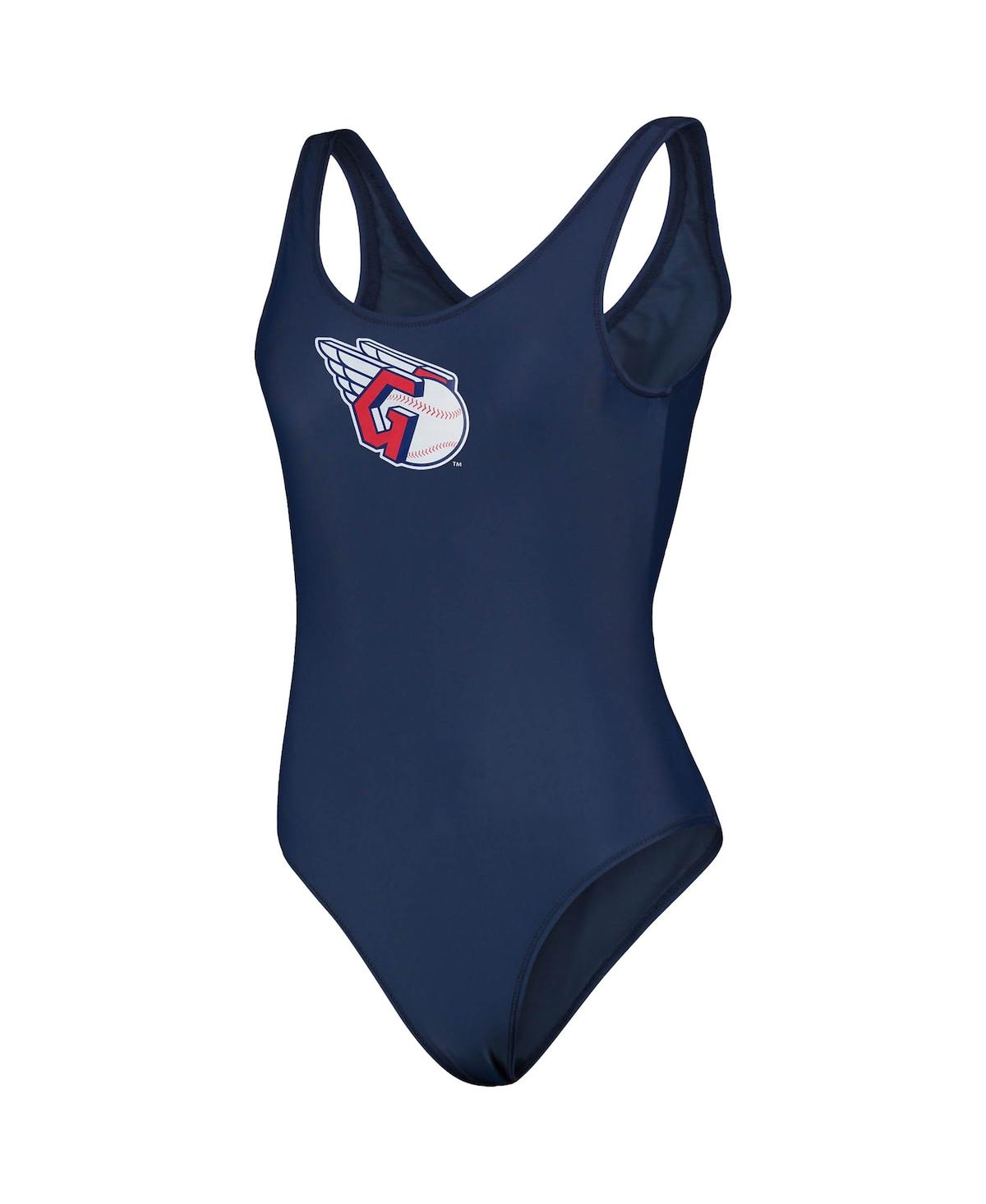 Shop G-iii 4her By Carl Banks Women's  Navy Cleveland Guardians Making Waves One-piece Swimsuit