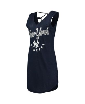 Women's Navy New York Yankees Game Time Slub Beach V-Neck Cover-Up Dress