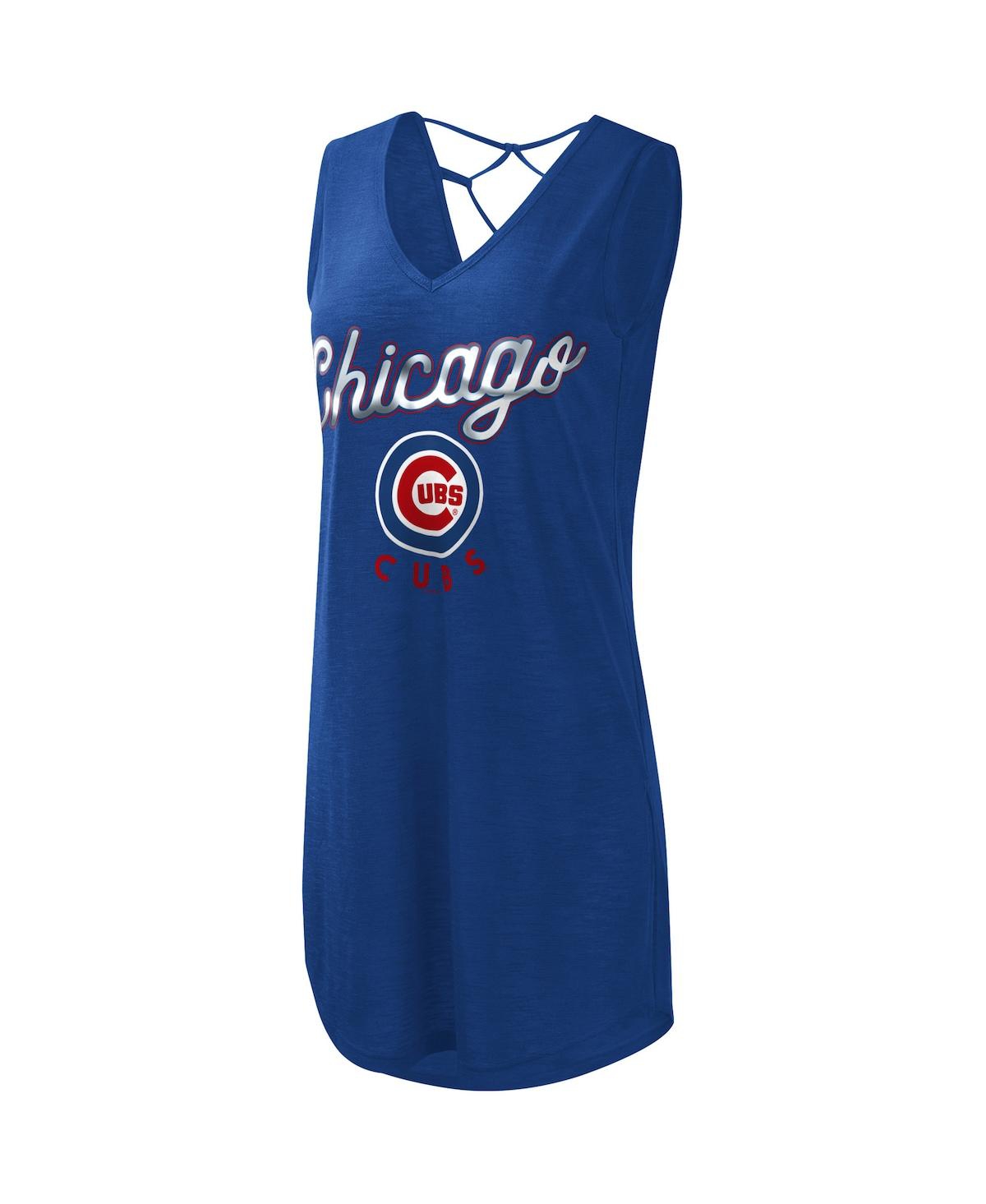 Shop G-iii 4her By Carl Banks Women's  Royal Chicago Cubs Game Time Slub Beach V-neck Cover-up Dress