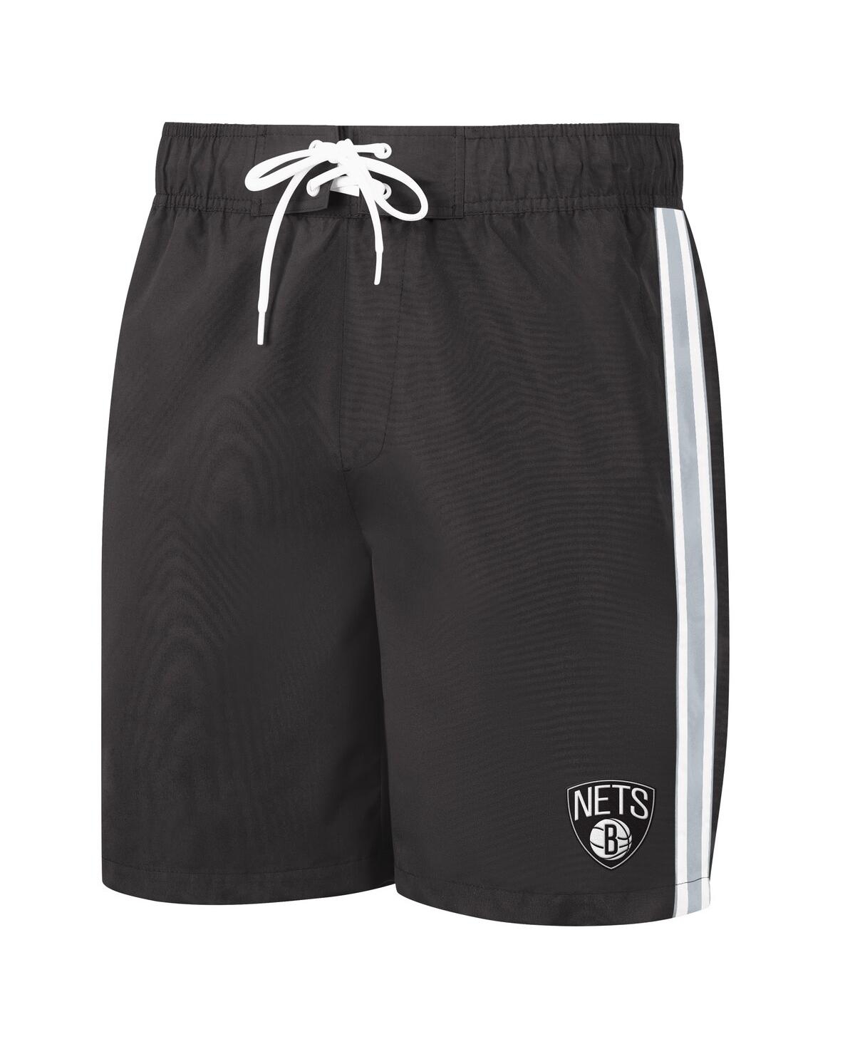 Shop G-iii Sports By Carl Banks Men's  Black, Gray Brooklyn Nets Sand Beach Volley Swim Shorts In Black,gray