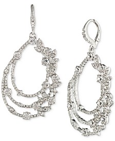 Silver-Tone Pavé Crystal 3-Row Floral Chandelier Earrings