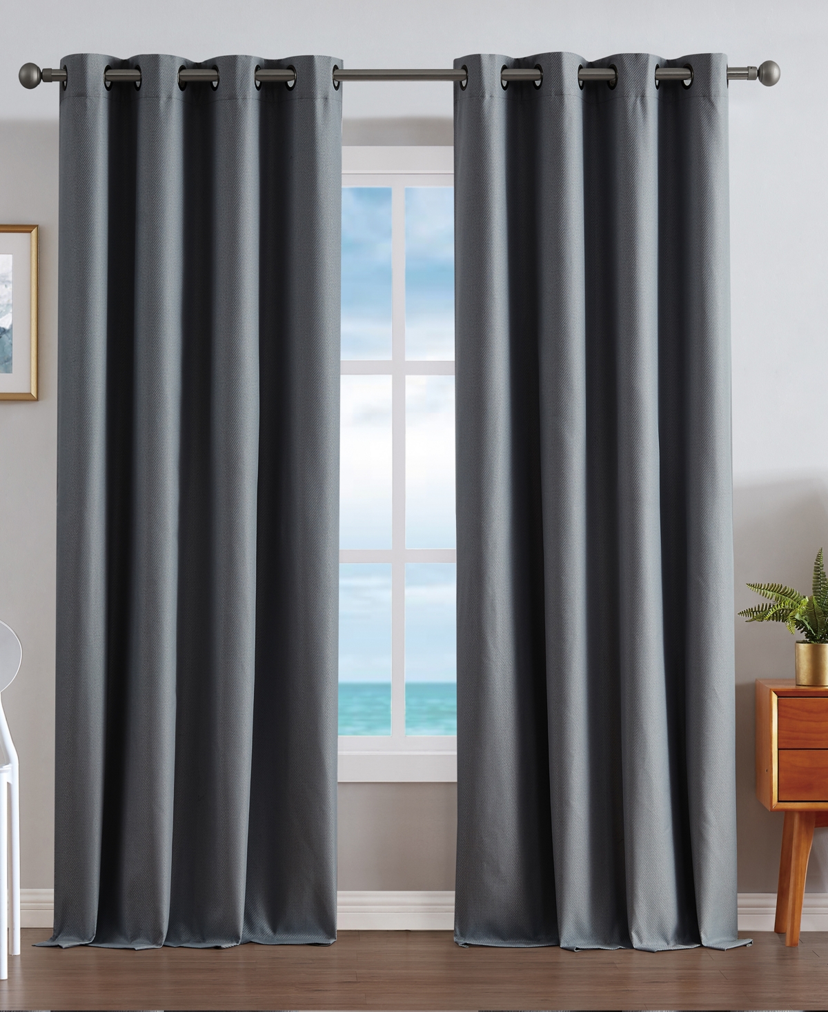 Providence Ultimate Blackout Grommet Window Curtain Panel Set, 52" x 108" - Charcoal