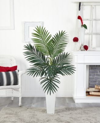 4.5' Kentia Palm Artificial Tree in White Tower Planter
