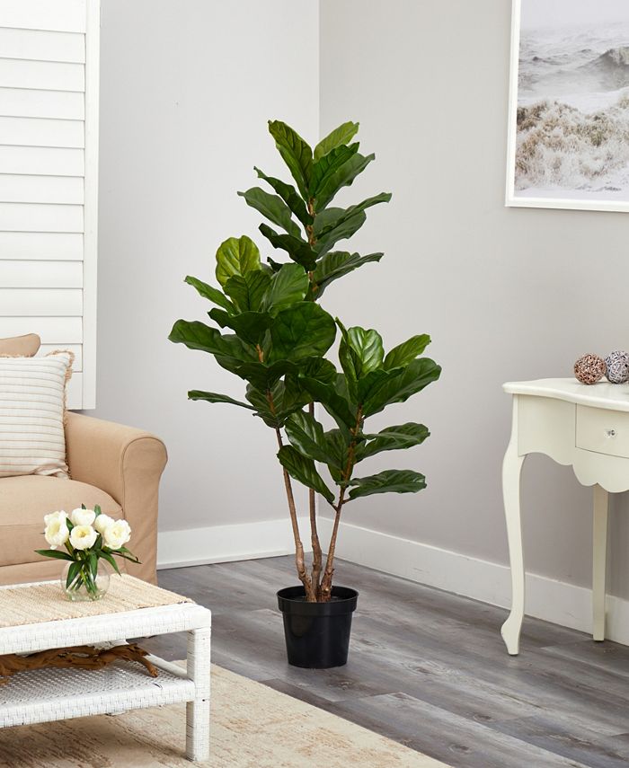 Nearly Natural - 65” Indoor/Outdoor UV-Resistant Artificial Fiddle Leaf Tree