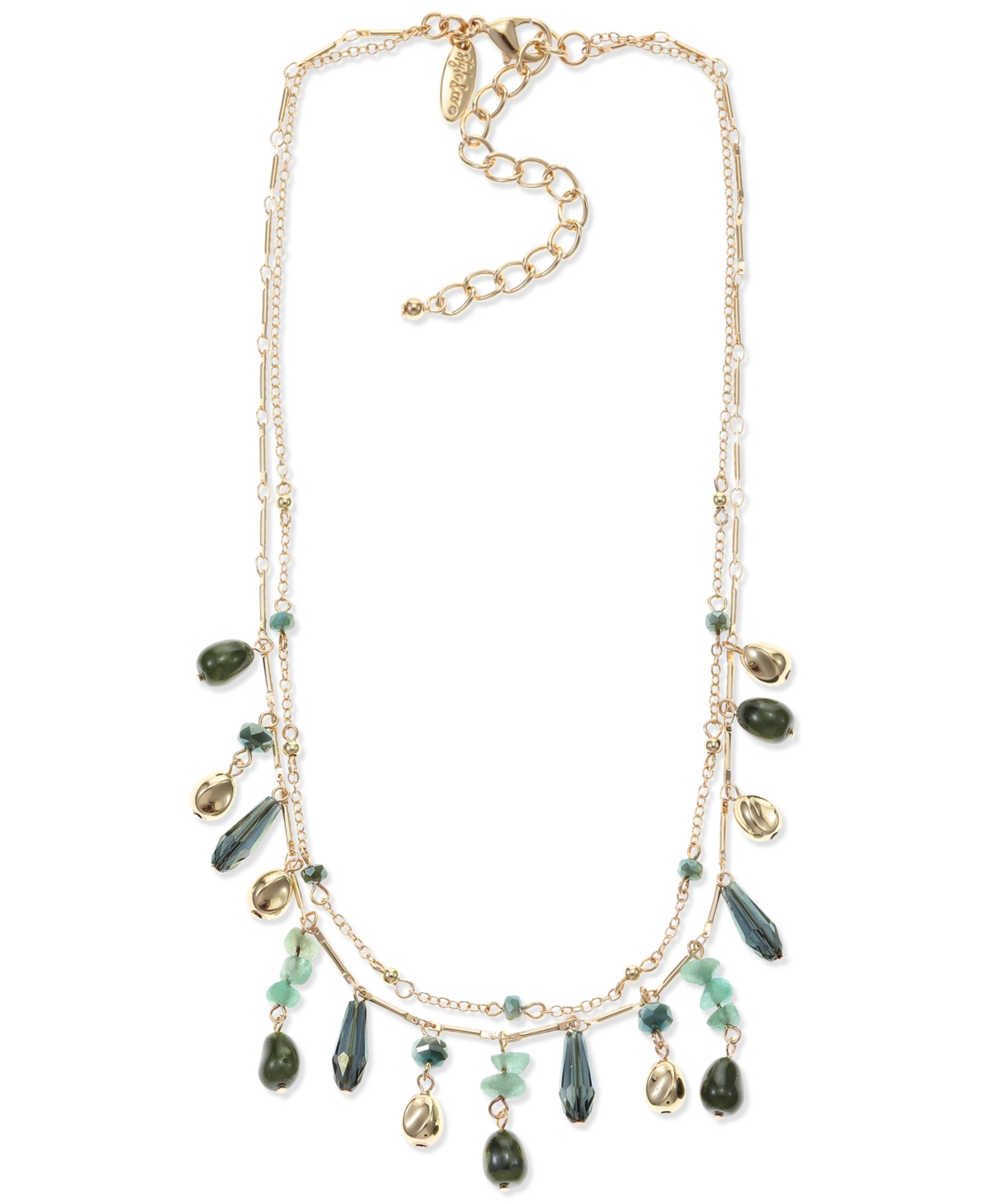 Style Co Mixed Bead Layered Statement Necklace 17 1 5