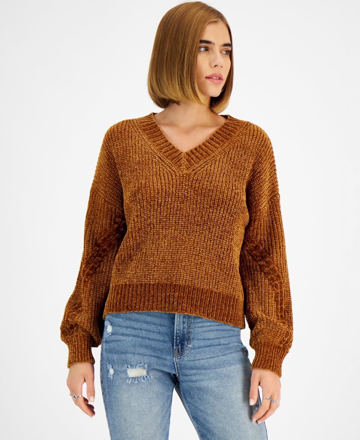Hippie rose chenille sweater store