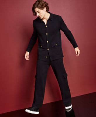 Royalty by Maluma - Men's Relaxed-Fit Jacquard Sweater Jacket