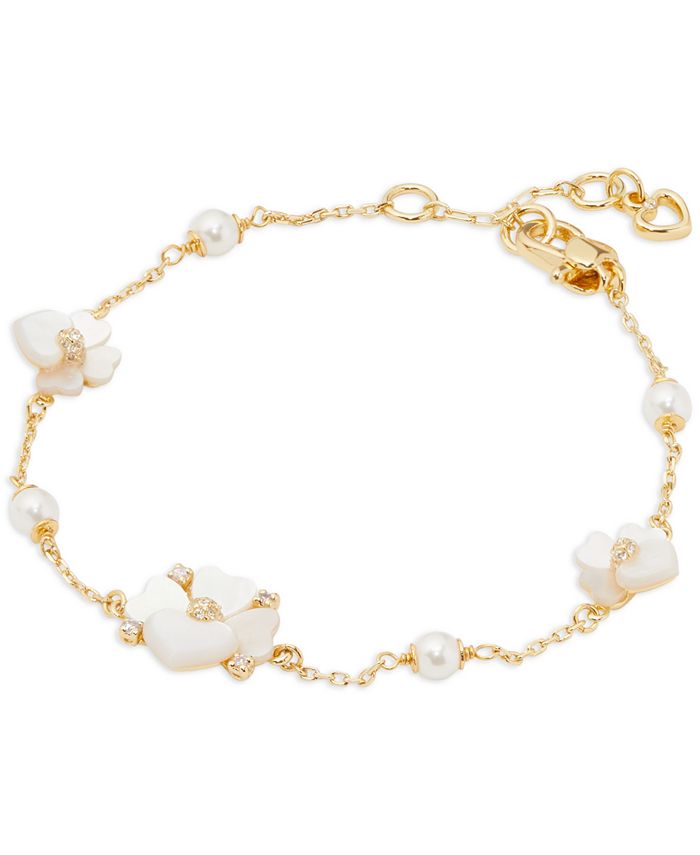 White Mother of Pearl Flower Bracelet gold