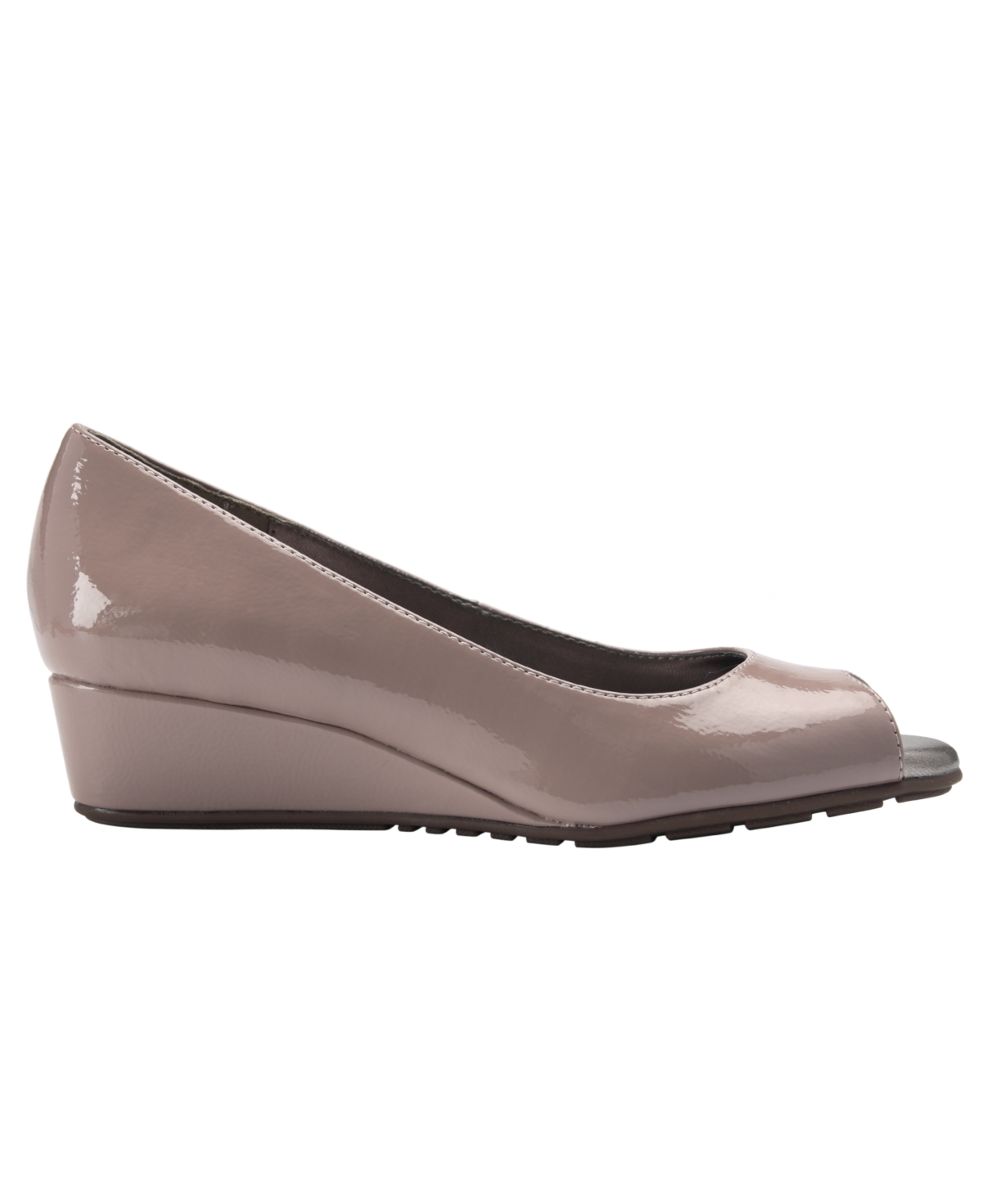 Shop Bandolino Women's Candra Peep Toe Wedge Dress Pumps In Light Taupe Patent